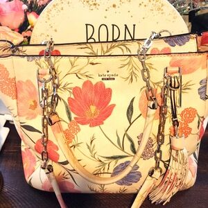 Kate Spade Floral Cream Shoulder Bag W Chain Straps EUC